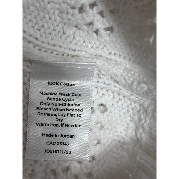 Talbots Open Knit Sweater Plus Size Womens 1X White Pullover Long Sleeve Cotton - Picture 5 of 7